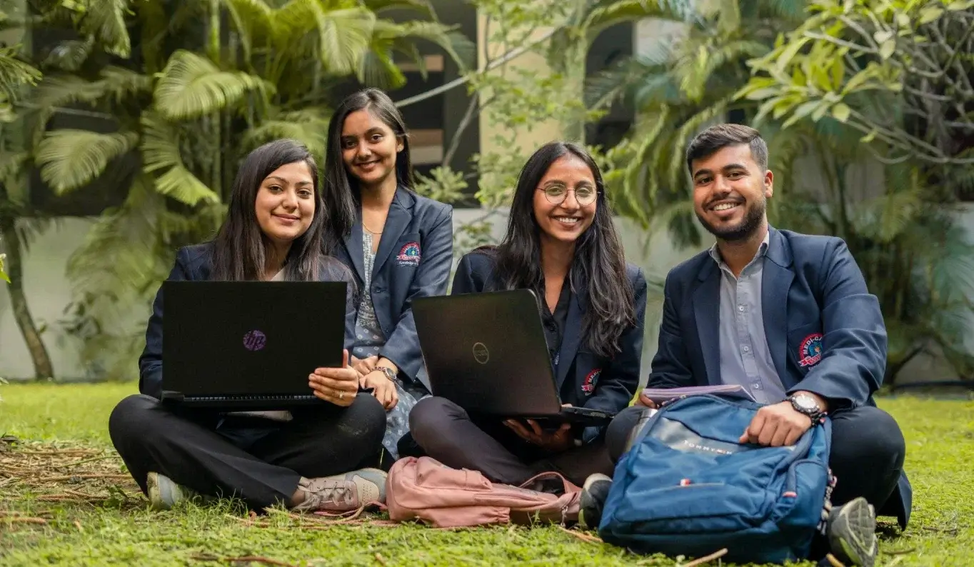 Medi-Caps students with laptops on campus