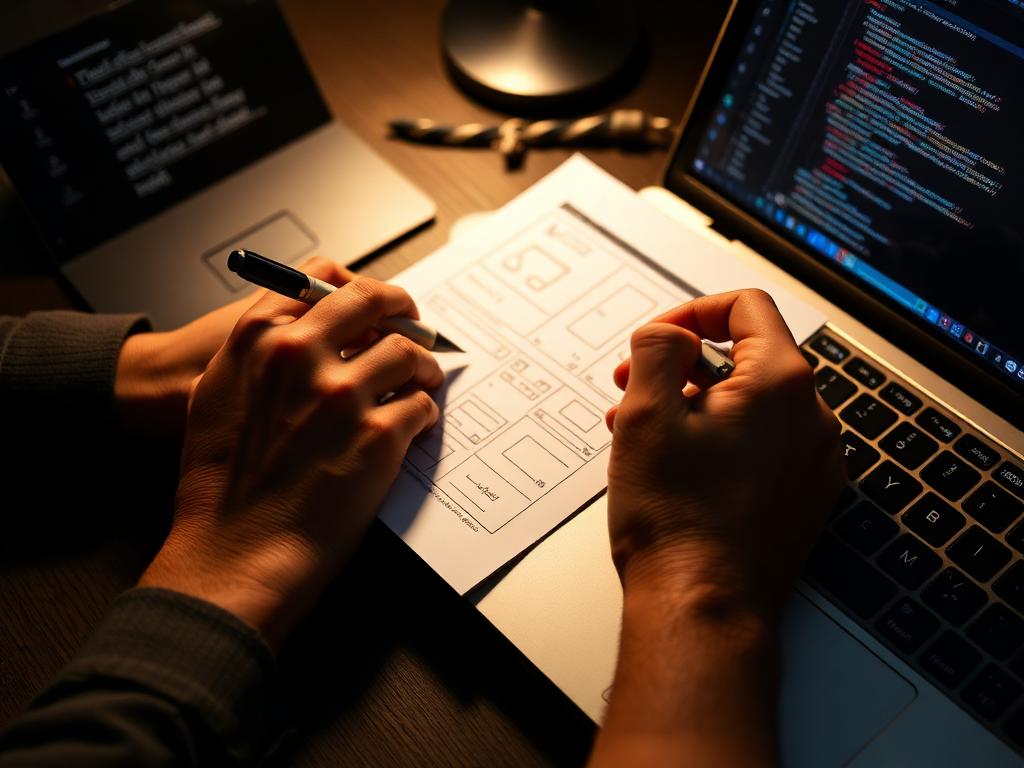 Founders sketching wireframes
